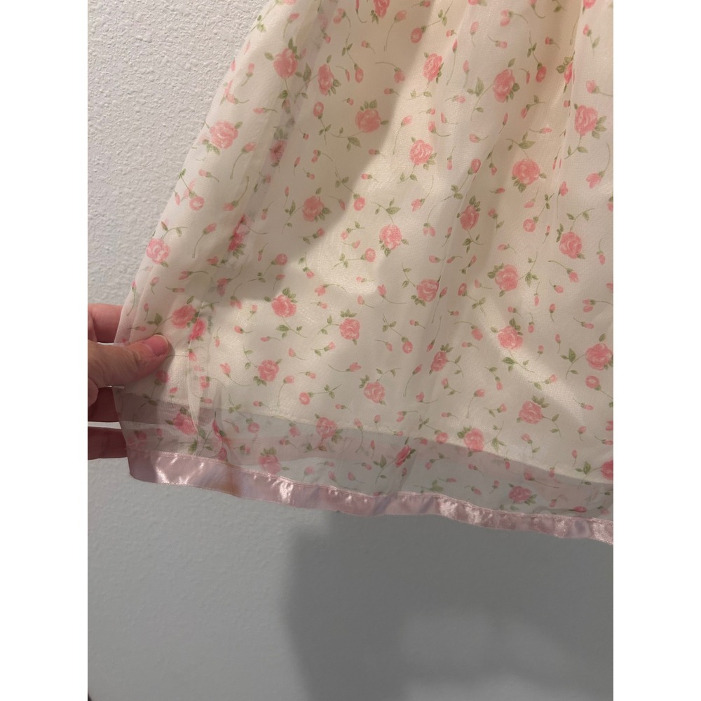 Vintage Kids Dream Floral Organza Special Occasion Dress Pink Cream Size 5-6 - Picture 3 of 6